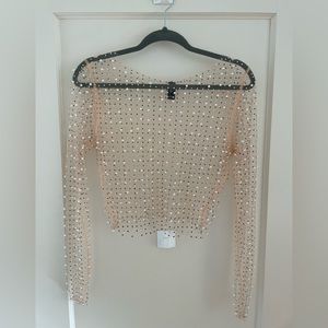 Crystal Covered Light Pink See Through Top